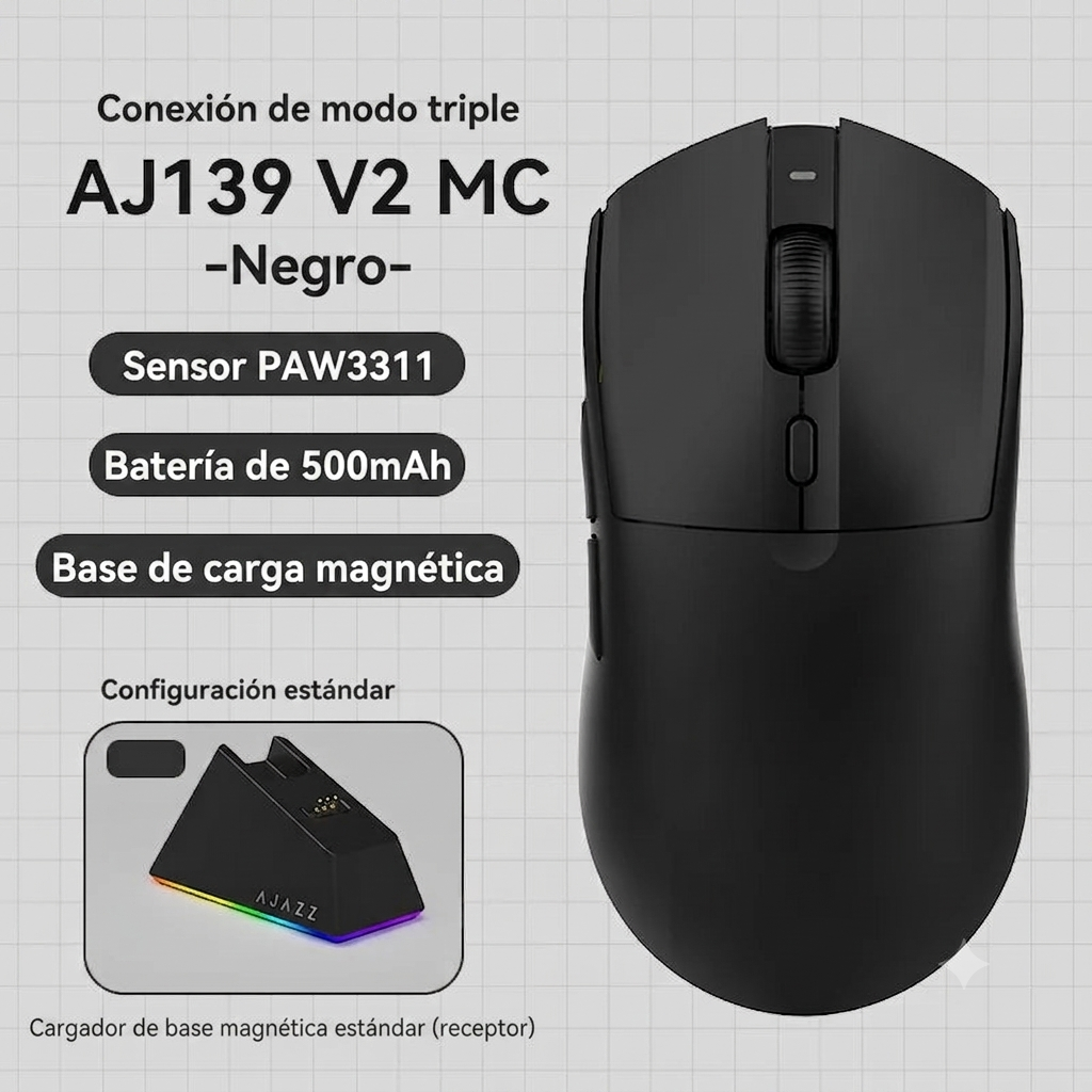 Mouse Gamer Inalámbrico AJAZZ AJ139 V2/V3 RGB