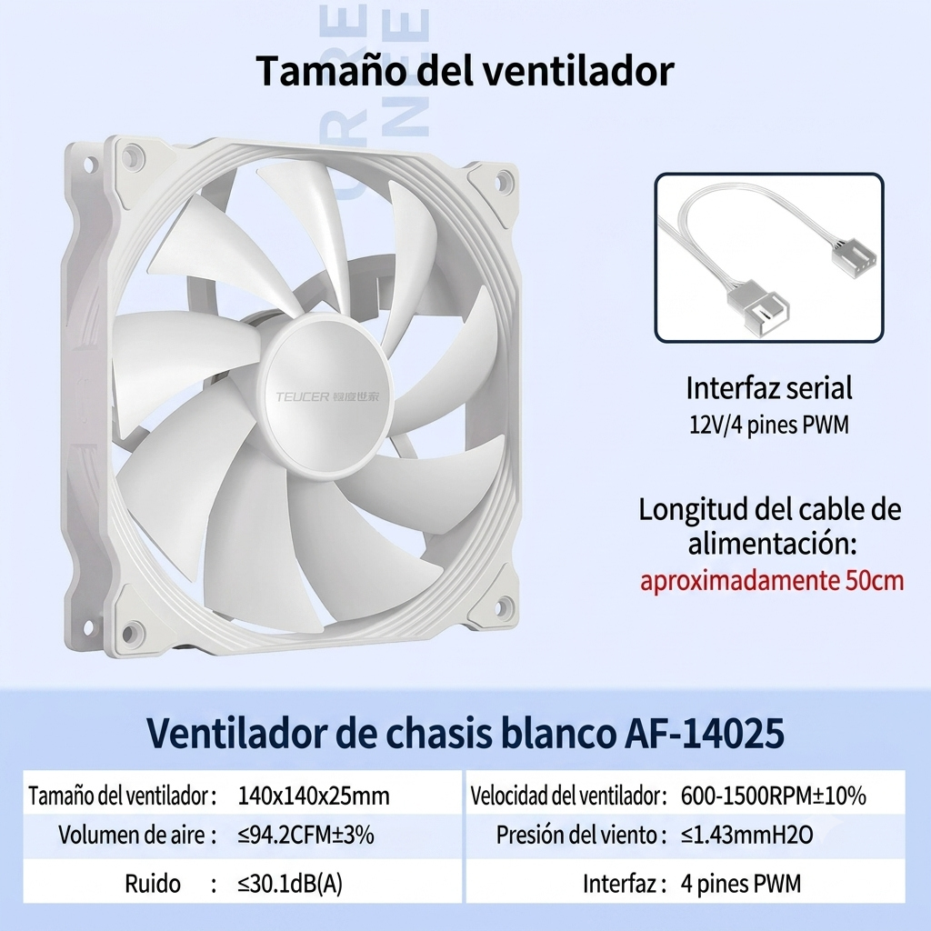 Ventilador ID-COOLING WF-14025-XT ARGB de 140 mm para PC