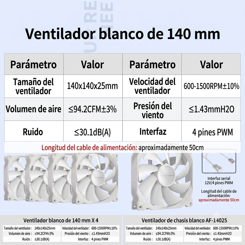 Ventilador ID-COOLING WF-14025-XT ARGB de 140 mm para PC